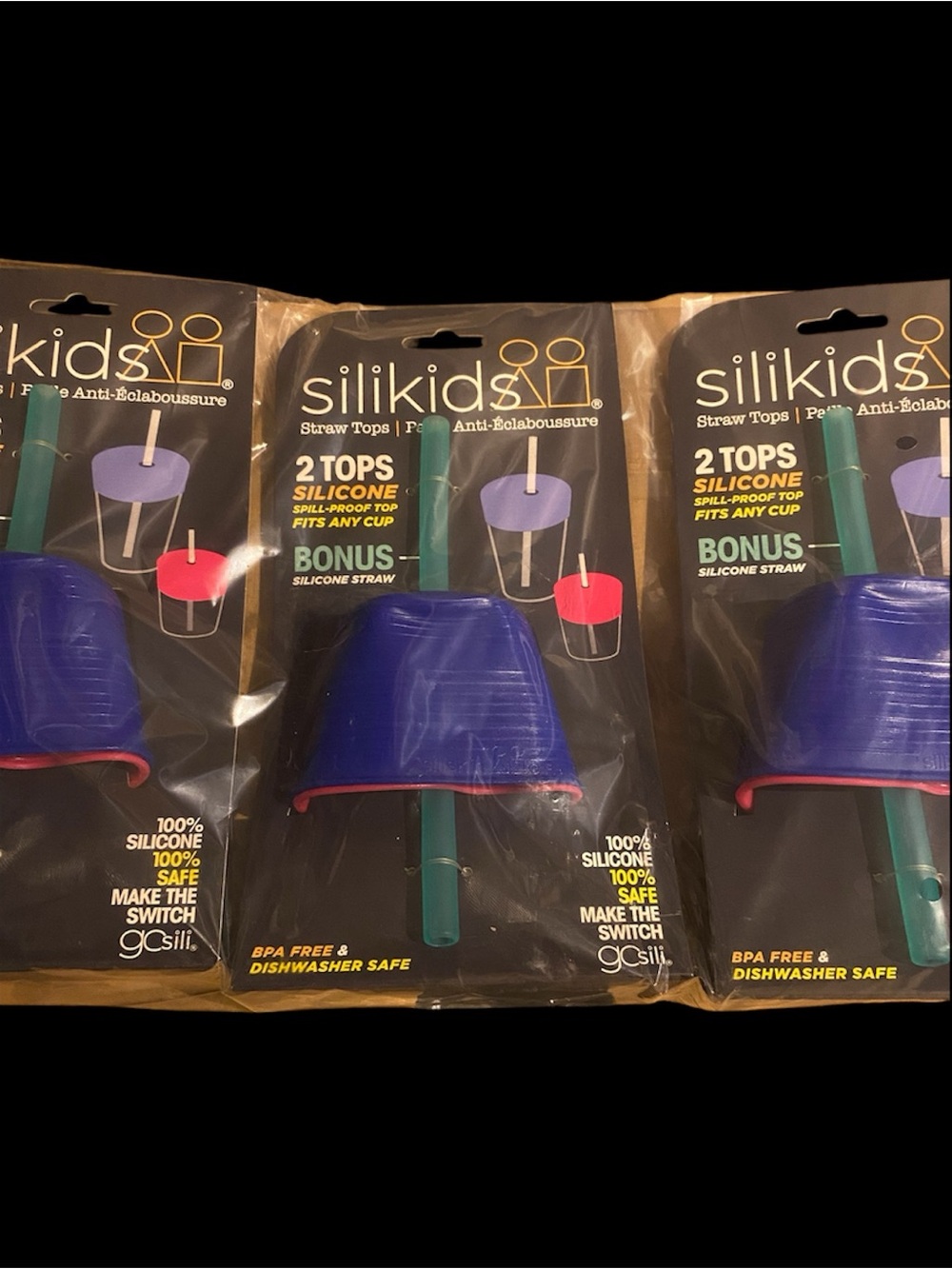 Silikids Silicone Accessory —3 pack! Make any cup- a cup with a lid and straw!